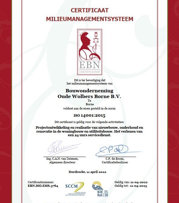 Officiële certificering ISO-14001